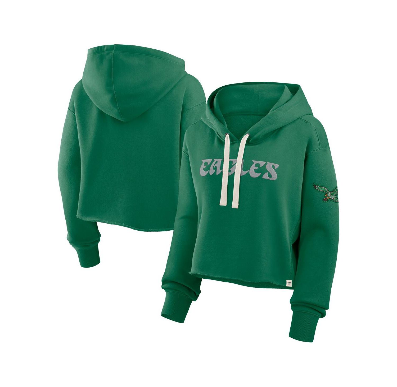 Women's Kelly Green Philadelphia Eagles Oversized Hometown Heritage Cropped Hoodie
