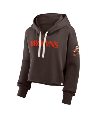 Women's Brown Cleveland Browns Oversized Hometown Heritage Cropped Hoodie