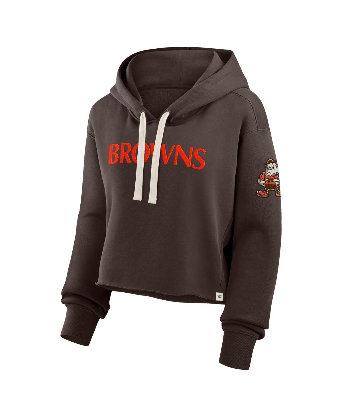 Fanatics Women's Brown Cleveland Browns Oversized Hometown Heritage Cropped Hoodie In Blue