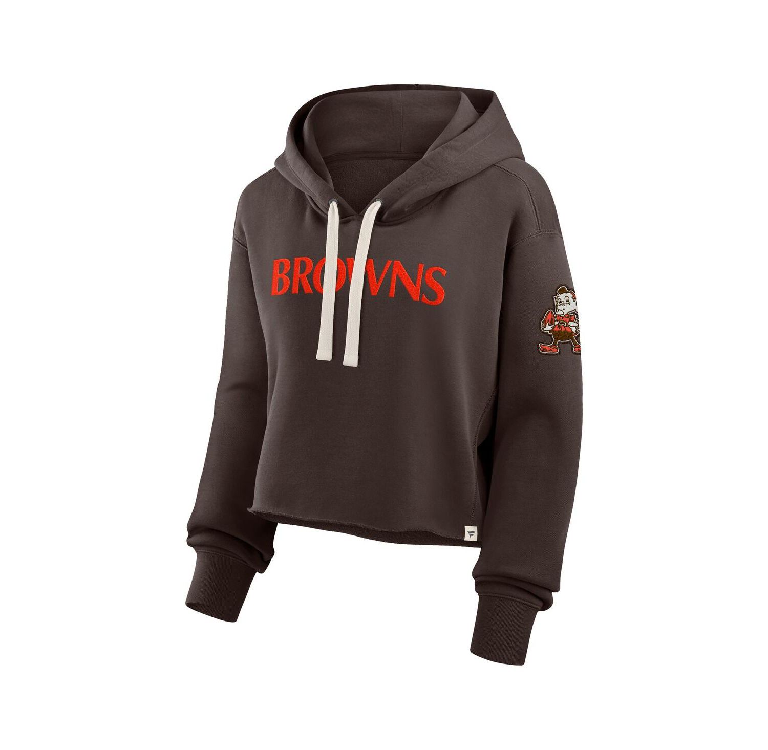 Women's Brown Cleveland Browns Oversized Hometown Heritage Cropped Hoodie