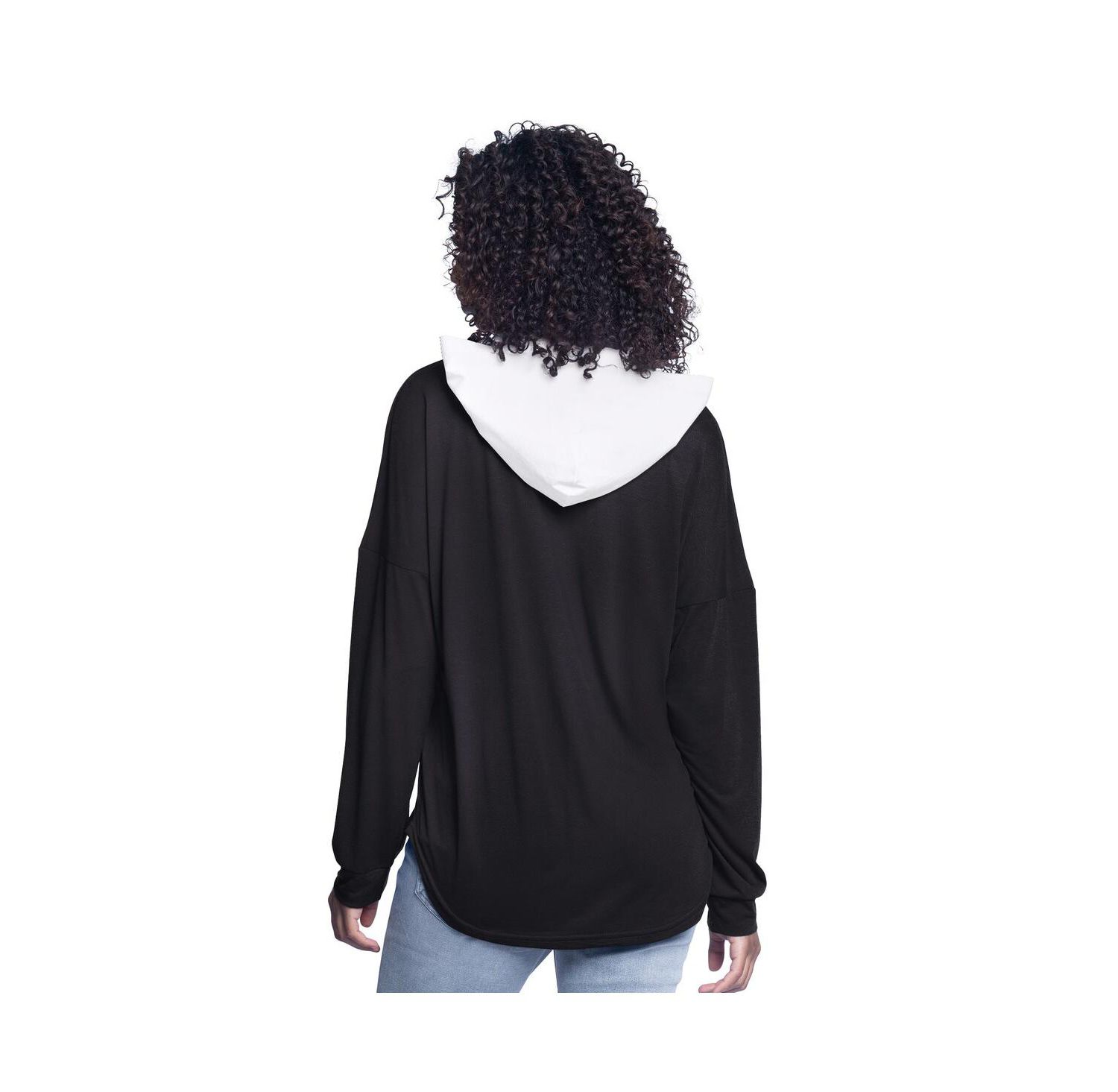 Women's Black Sacramento Kings Bench Player Oversized Long Sleeve Hooded Top