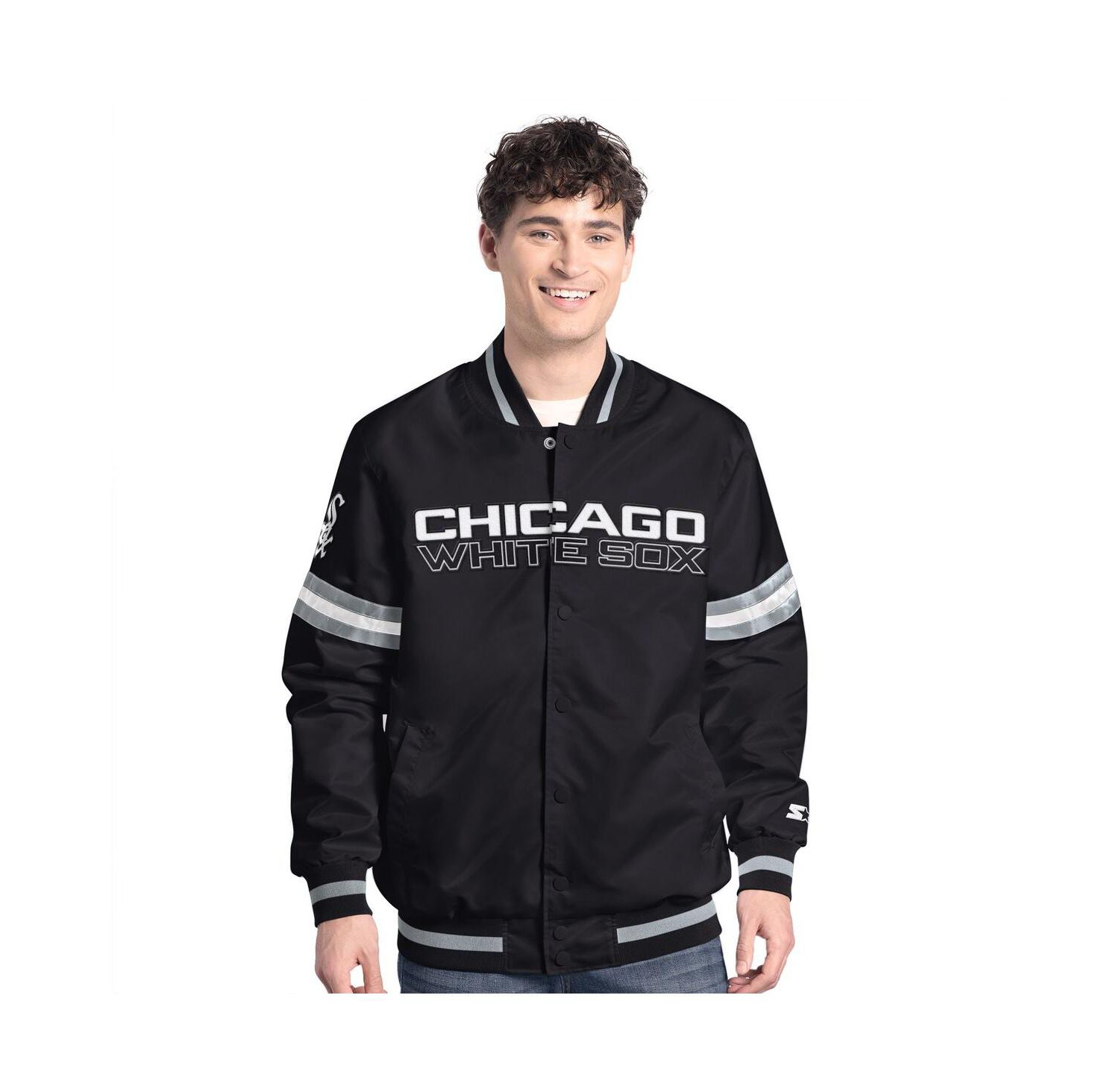 Men's Black Chicago White Sox Scout Full-Snap Varsity Jacket