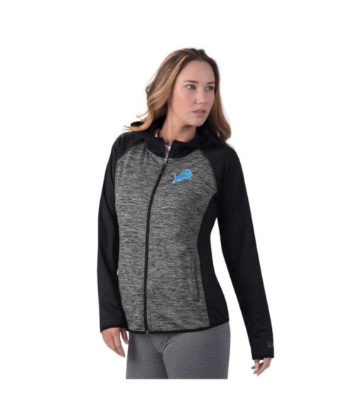 Женские куртки MSX by Michael Strahan Women's&nbsp;Black Detroit Lions Leslie Space Dyed Raglan Full-Zip Jacket