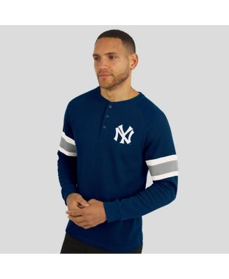 Men's Darius Rucker Collection by Fanatics Navy New York Yankees Waffle-Knit Raglan Long Sleeve Henley T-Shirt