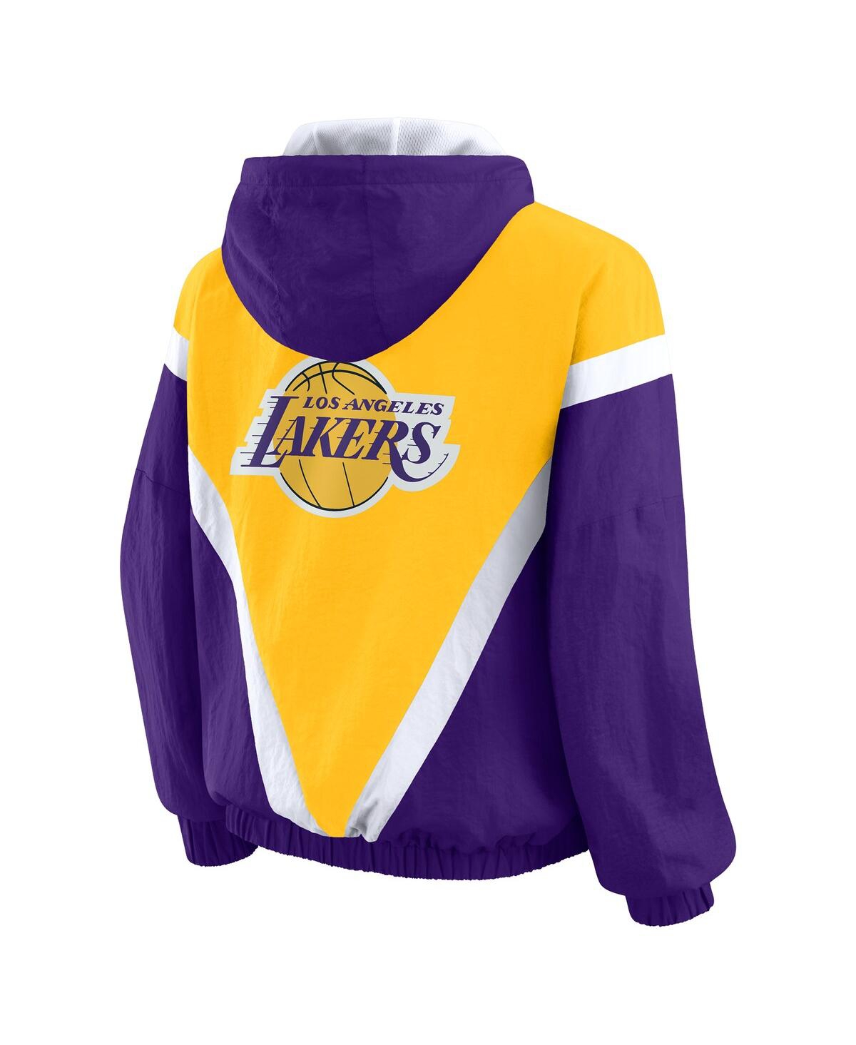 Wear By Erin Andrews Women's Gold/purple Los Angeles Lakers Color Block Full-zip Windbreaker Jacket In Yellow