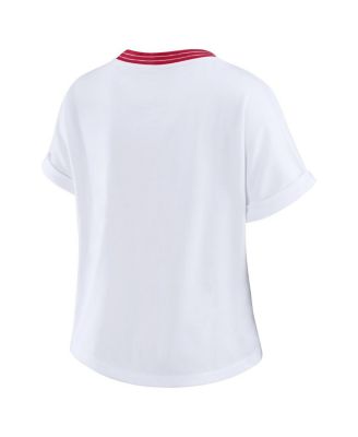 Women's White Arizona Cardinals Cropped Center Stripe Dolman T-Shirt
