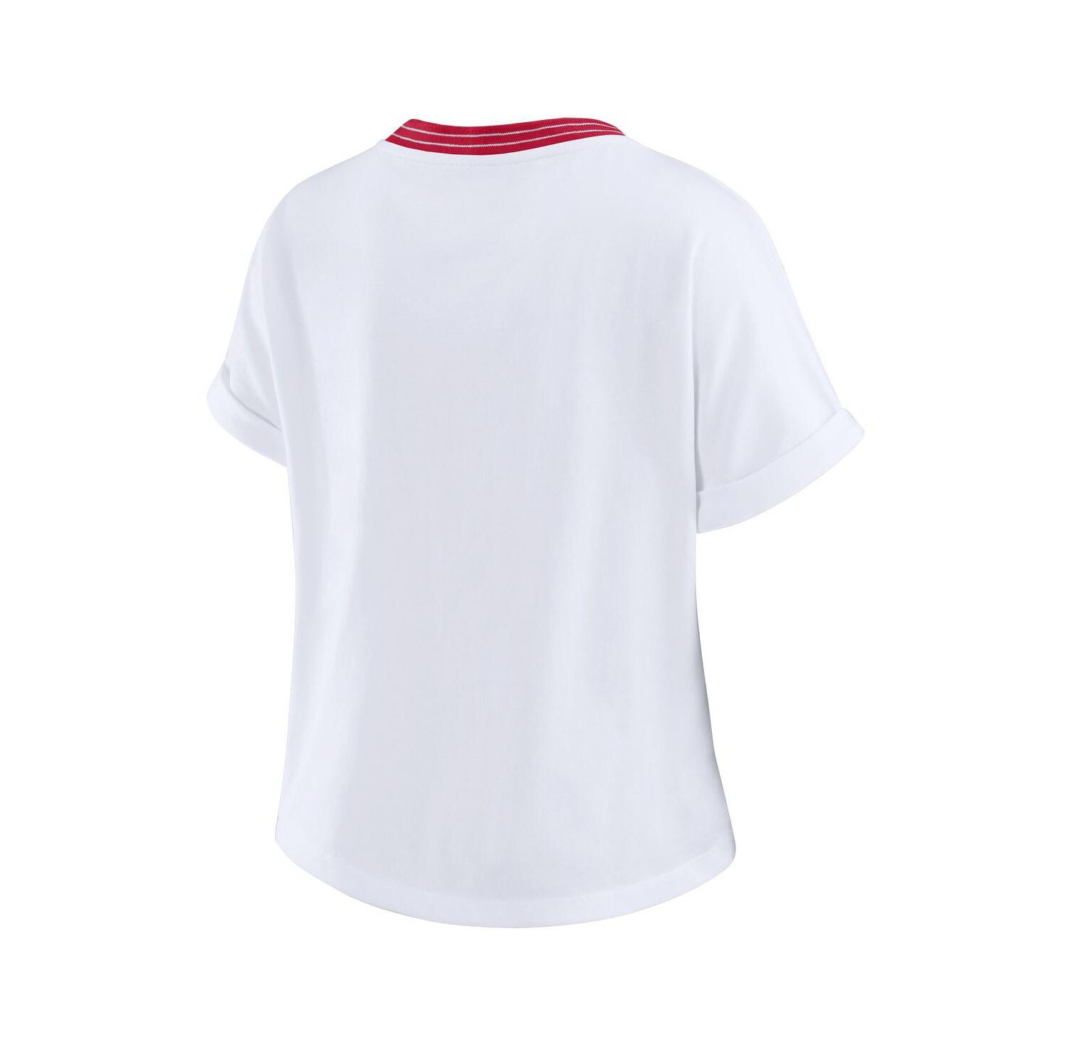Women's White Arizona Cardinals Cropped Center Stripe Dolman T-Shirt