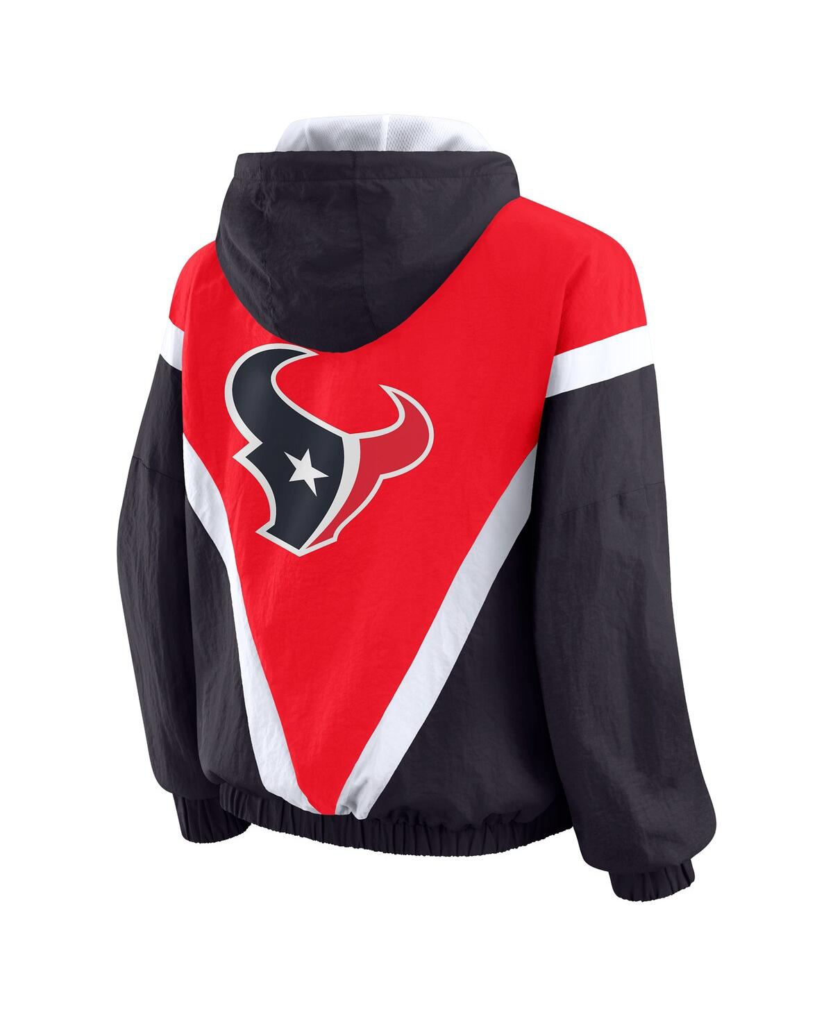 Wear By Erin Andrews Women's Red/navy Houston Texans Retro Crinkle Full-zip Hoodie Windbreaker Jacket In Multi