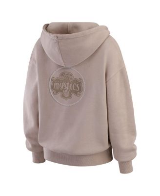 Women's Tan Washington Mystics Washed Pullover Crew Neck Hoodie