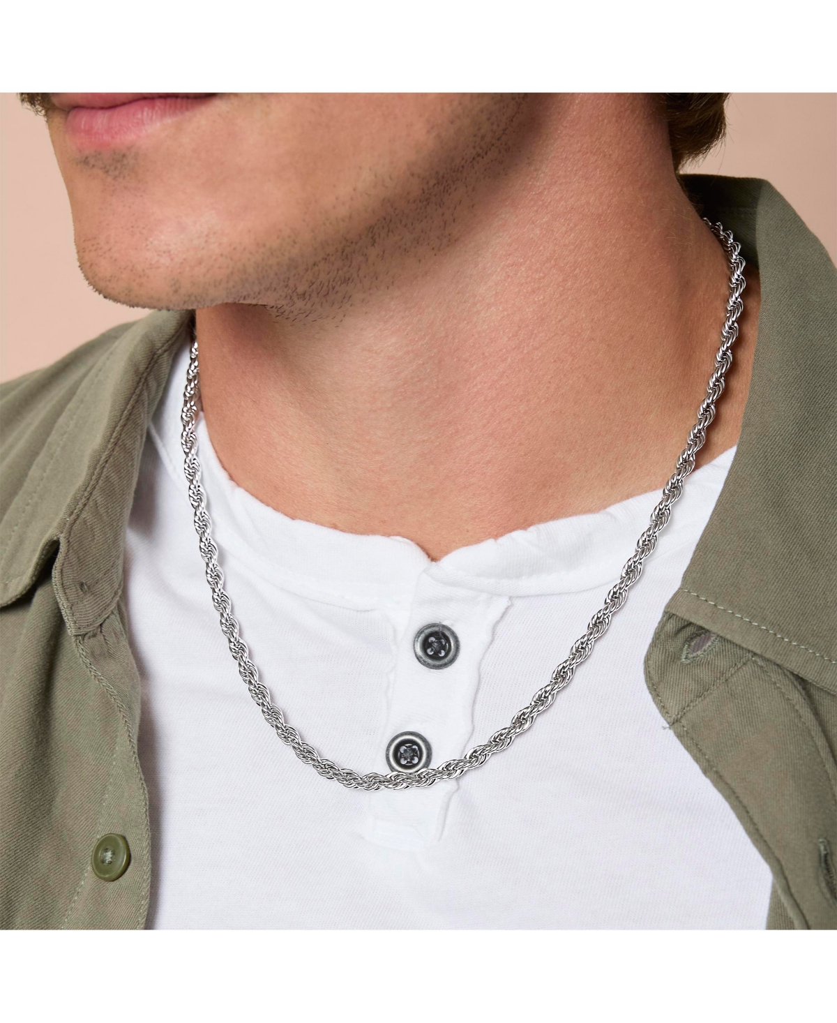 Lucky Brand Stainless Steel (304L) 5MM Rope Chain Necklace 22'' and Bracelet 8.5'' Set