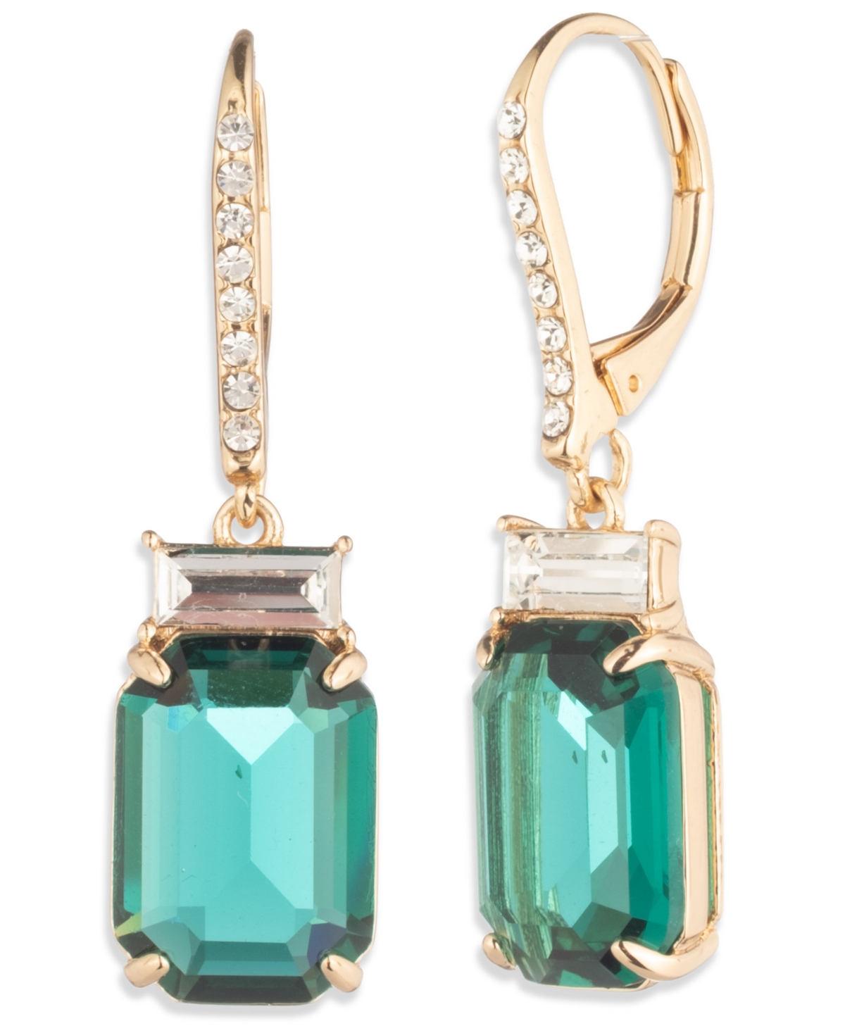 Ralph Lauren Glass Stone Drop Earrings In Green