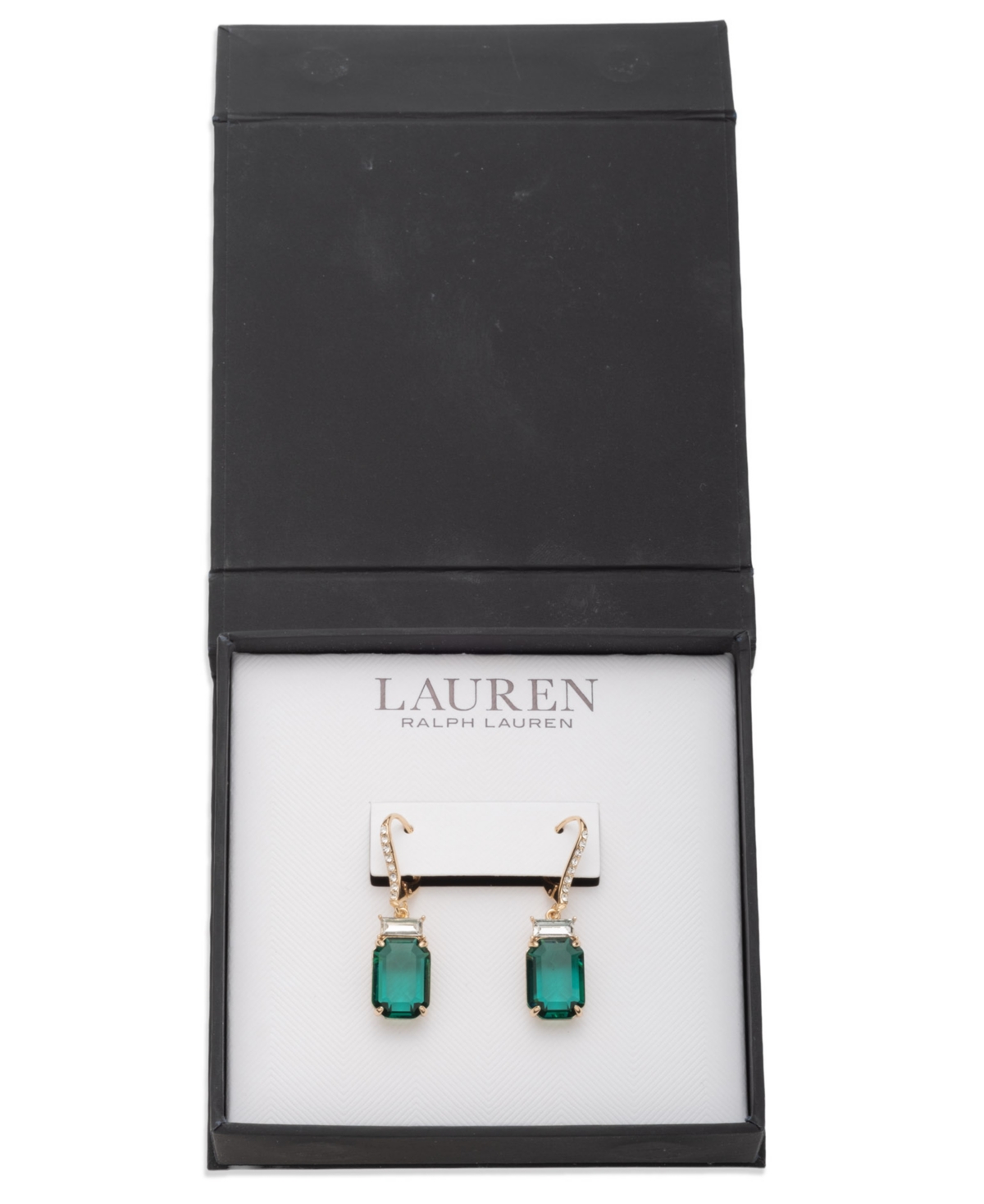 Ralph Lauren Glass Stone Drop Earrings In Green