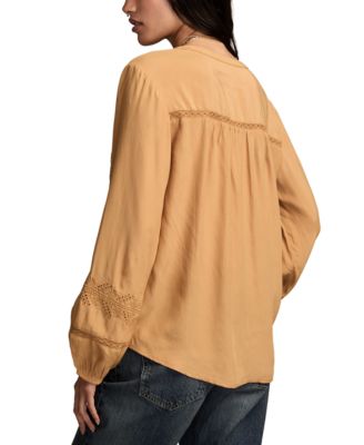 Women's Embroidered Peasant Long Sleeve Top