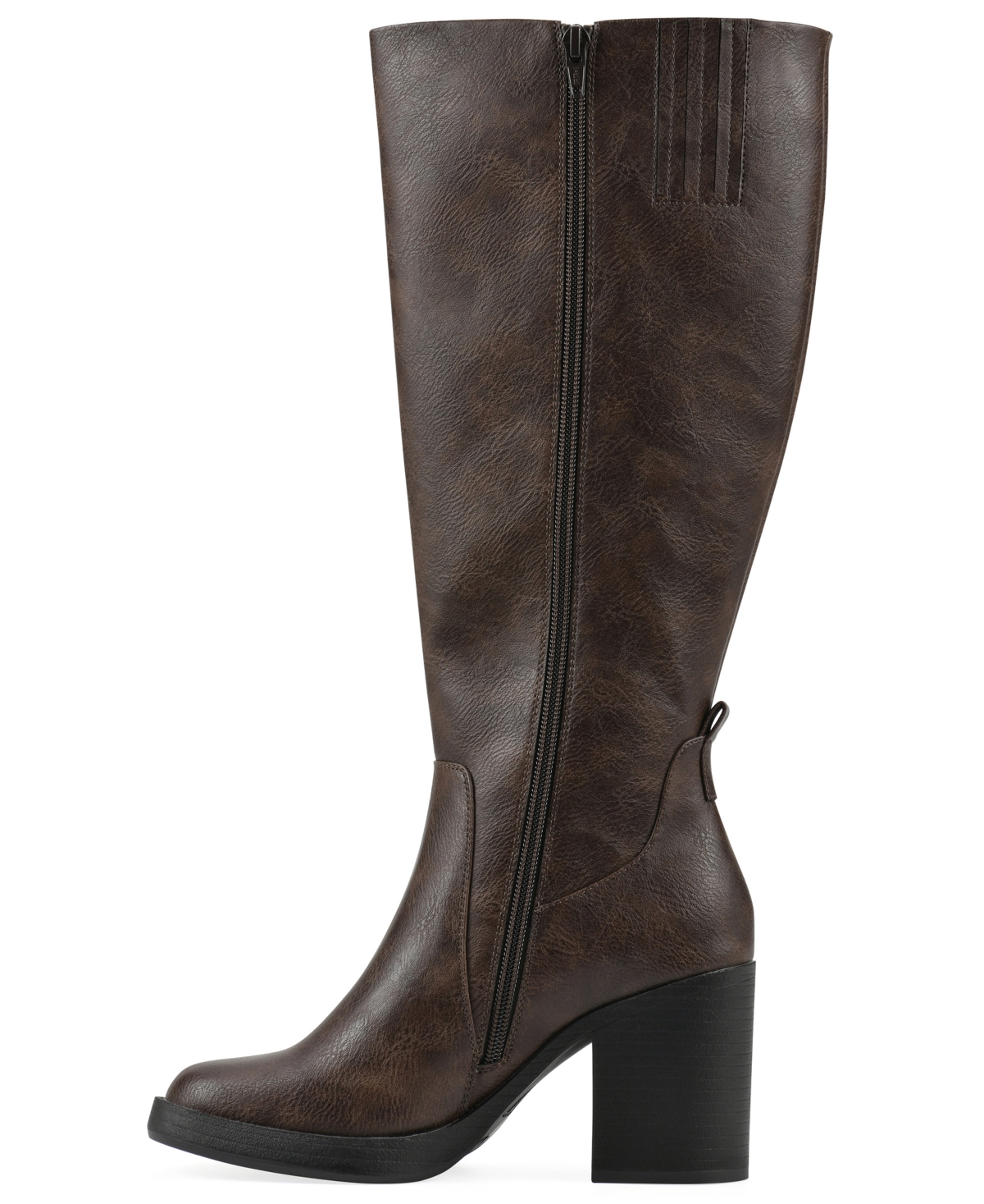 White Mountain Women's Mackle Tall Shaft Wide Calf Block Heel Boots In Brown