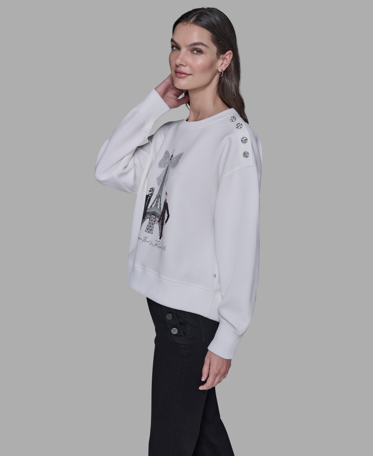 Karl Lagerfeld Women's Logo Eiffel Tower Sweatshirt In Multi