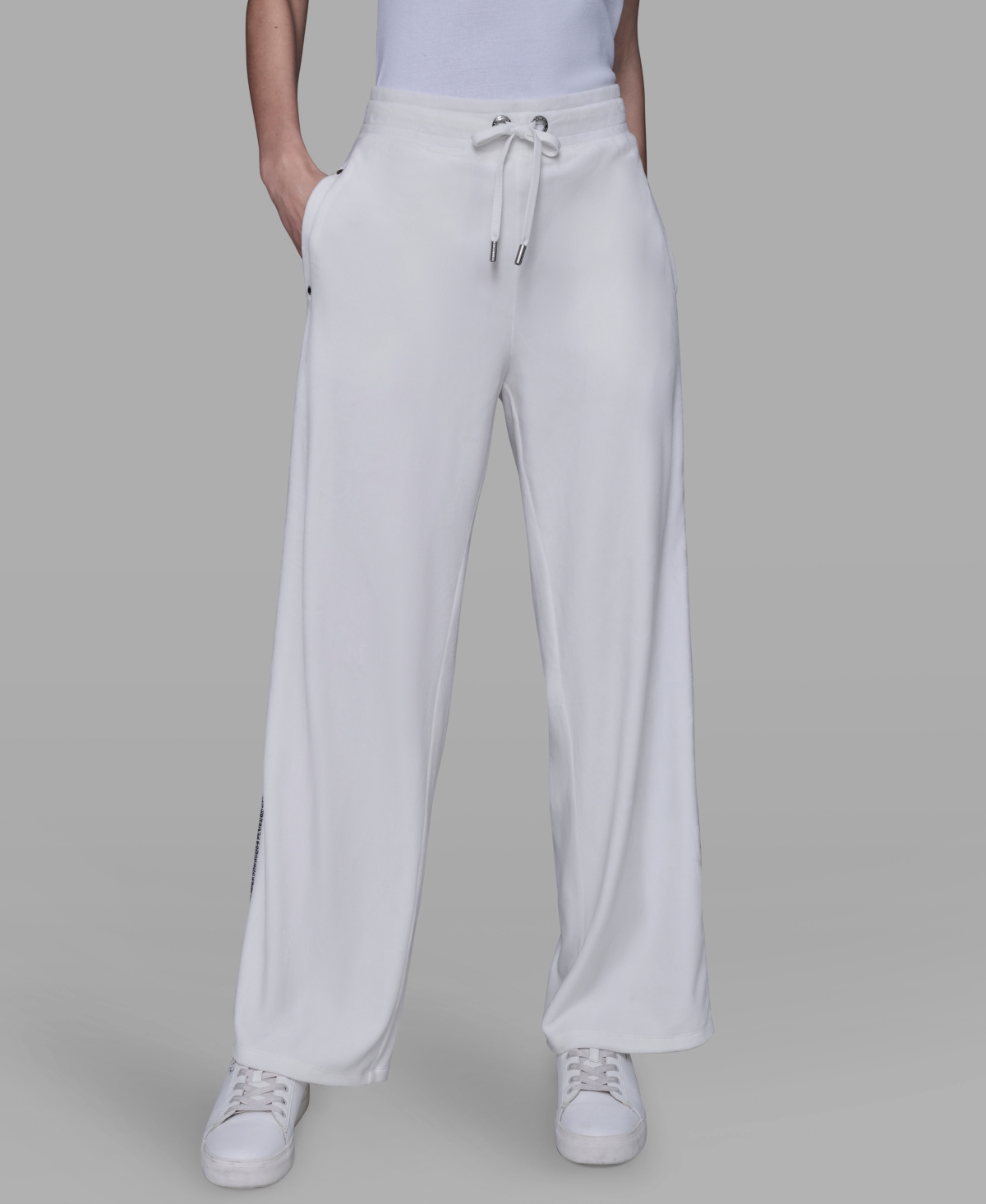 Karl Lagerfeld Women's Pull On Track Pants In White