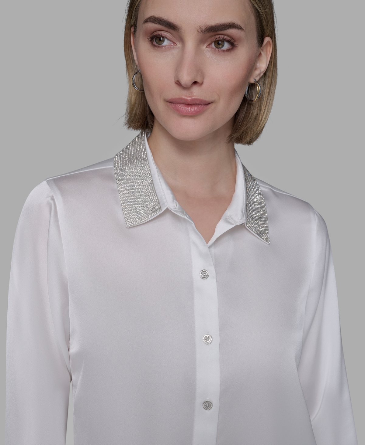 Karl Lagerfeld Women's Collared Neck Shirt In Animal Print