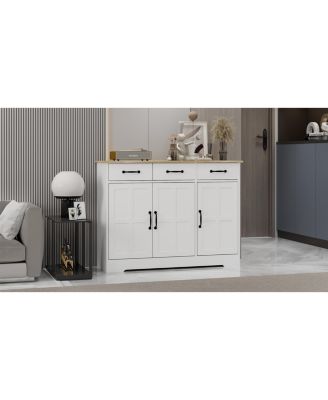 Farmhouse Sideboard Buffet with 3 Drawers and 3 Doors