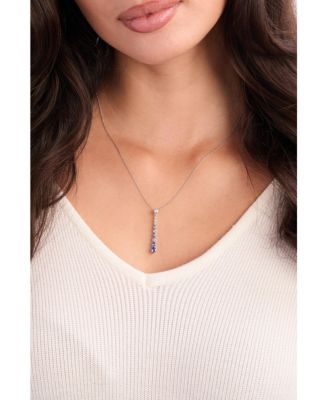 Denim Ombr&eacute; (7/8 ct. t.w.) & White Sapphire (1/6 ct. t.w.) Graduated Adjustable 20" Lariat Necklace in 14k White Gold