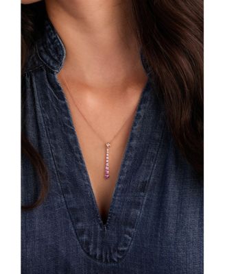 Pink Ombr&eacute; Sapphire (7/8 ct. t.w.) & White Sapphire (1/6 ct. t.w.) Linear Adjustable 20" Pendant Necklace in 14k Rose Gold