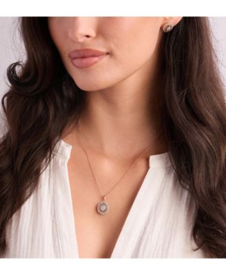 Chocolate Diamond & Nude Diamond Oval Halo Adjustable 20" Pendant Necklace (1-1/2 ct. t.w.) in 14k Rose Gold