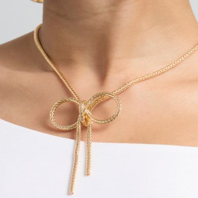 BCBG Generation Gold Bow Pendant Chain Necklace