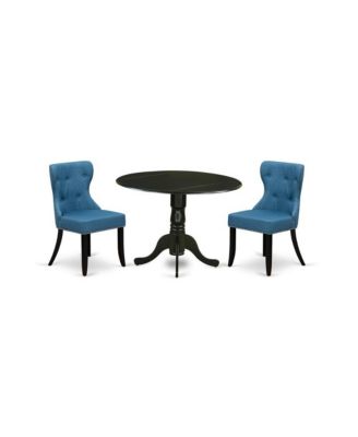 Dining Room Table Set of Two Amazing Indoor Dining Chairs with Linen Fabric and a Fantastic Wood Pedestal Kitchen Table