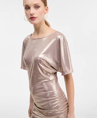 Women's Lam&eacute; Ruched Mini Dress