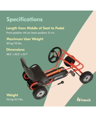 Lightning Ergonomic Pedal Ride On Go Kart Toy for Boys and Girls, Red