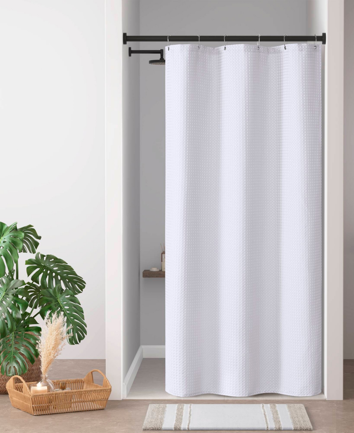 Madison Park Arbor Waffle Shower Curtain, 72" X 72" In White