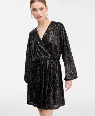 Women's Sequin Faux-Wrap Minidress
