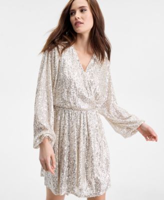 Women's Sequin Blouson-Sleeve Dress