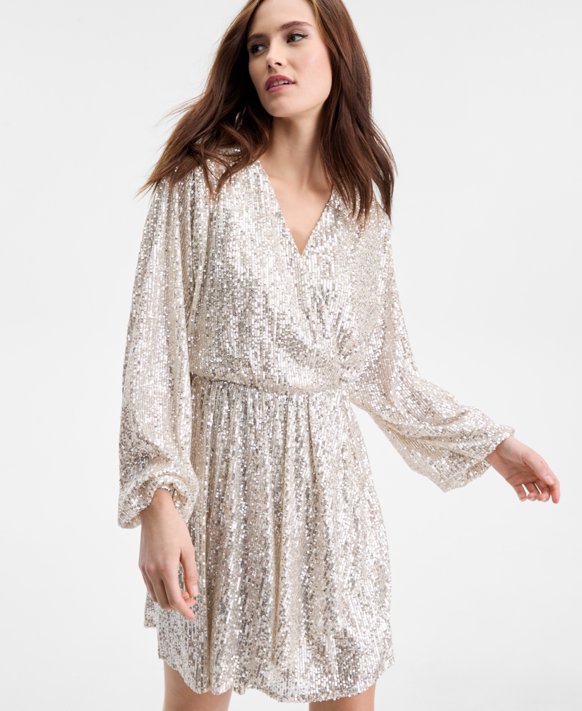 Boss Orange Women's Sequin Blouson-Sleeve Dress