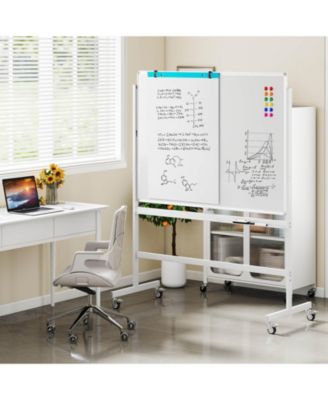 48"x36" Mobile Magnetic Double-Sided Reversible Whiteboard Height Adjust