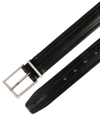Men's Stripe Stitch Leather Dress Belt