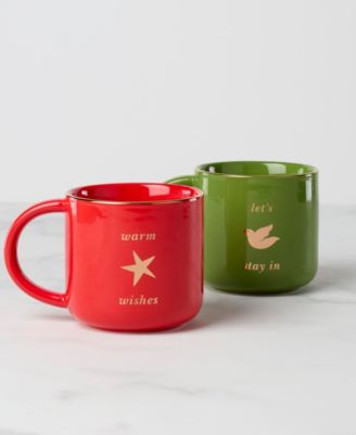Kate Spade Be Jolly Warm Wishes Mugs, Set of 2