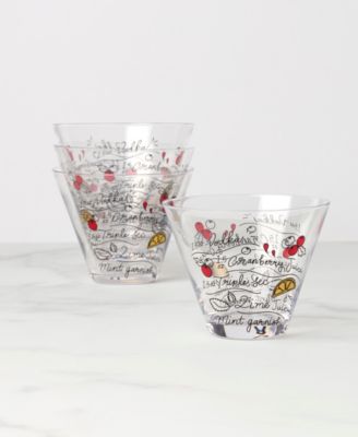 Kate Spade Make Merry Stemless Martini Glasses, Set of 4