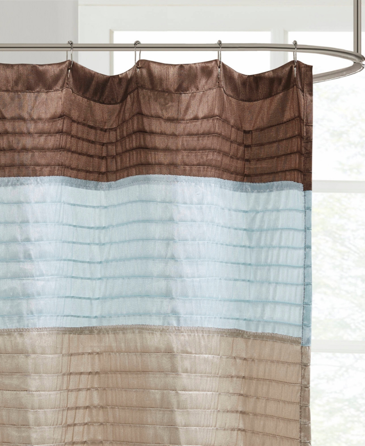 Madison Park Amherst Faux Silk Shower Curtain, 72" X 84" In Multi