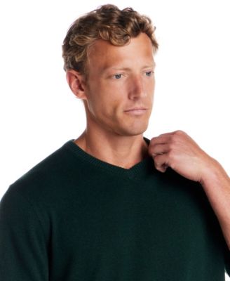 Men's Cotton Cashmere Holiday V-Neck Sweater