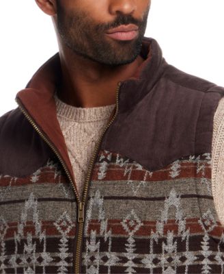 Lined Mixed Media Western Printed Vest