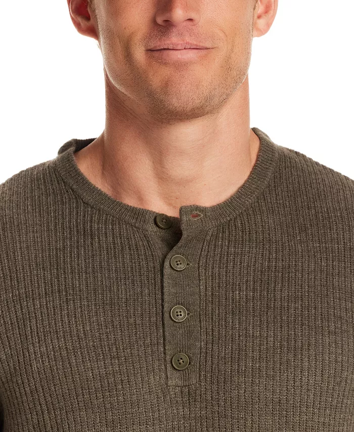 Men's Soft Touch Ribbed Henley Sweater - thumbnail 3
