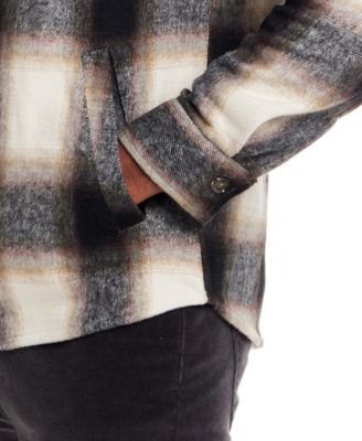 Wool Blend Brushed Plaid Shirt Jacket