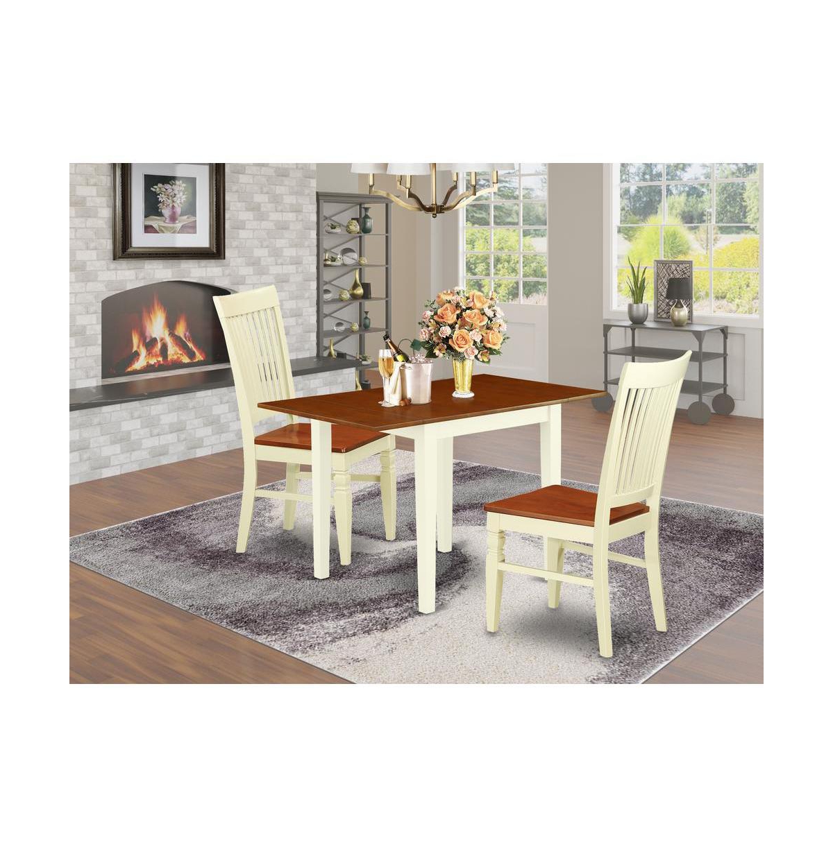 East West Furniture Dining Room Set Buttermilk & Cherry