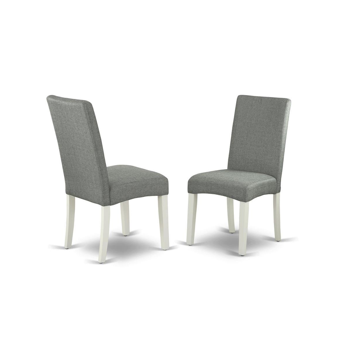 East West Furniture 6-Pc Dinette Set: 4 Parson Chairs, Mid-Century Bench & Cement Top Table with High-Back Modern Design