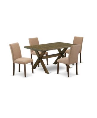 5-Piece Rectangular Dining Table Set with Upholstered High Back Chairs