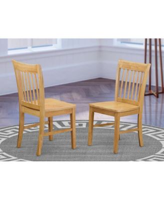 5 Piece Dining Room Set - Oak Mid Century Modern Kitchen Table and 4 Oak Kitchen Chairs with Slatted Back - Oak Finish