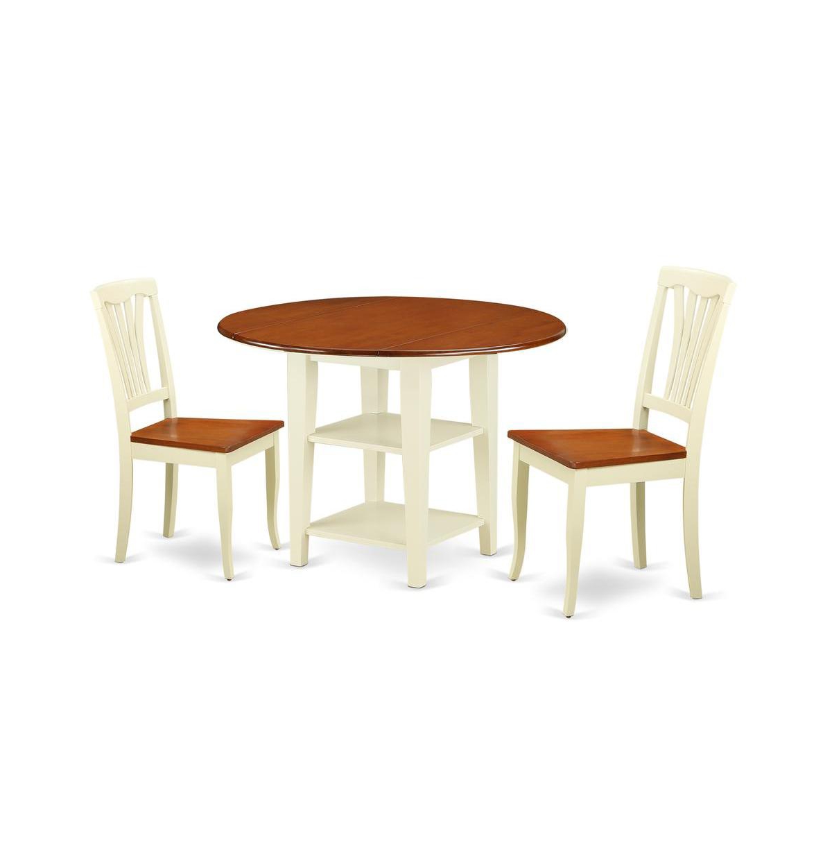 East West Furniture Dining Room Set Buttermilk & Cherry