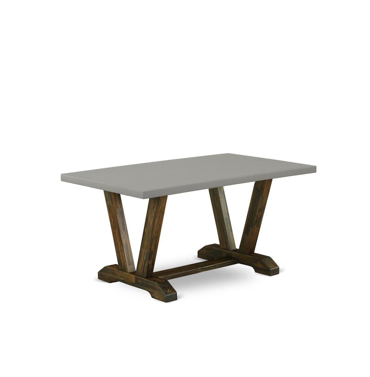 East West Furniture 5Pc Dining Table Set Offers a Dining Table and 4 Parsons Dining Room Chairs with Blue Color Linen Fabric, Distressed Jacobean and