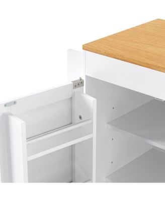 74.8" Expandable Kitchen Island with Slide-Out Table, Drawers & USB Outlet-Maison Boucle