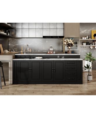 Large Kitchen Island with 4 Drawers, 4 Doors, sockets,dining table, coffee station and microwave rack for dining room